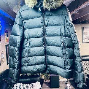 Moncler Black Puffer Jacket with Fur Trim